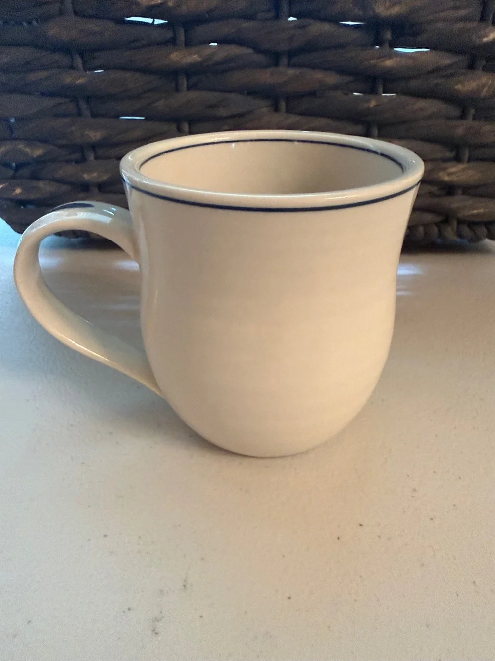 Anthropologie Molly Hatch Cream Ceramic Llama Coffee Mug with Blue Illustration